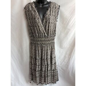 Liz Jordan Midi Dress Size 18 Tiered Animal Print Leopard Cheetah 90s Romantic